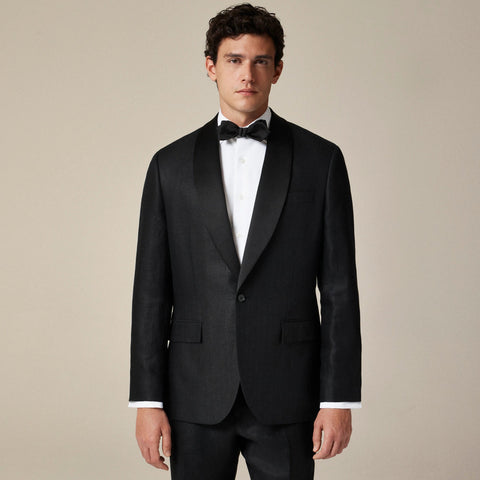 Crosby Classic-fit shawl-collar tuxedo jacket in linen herringbone