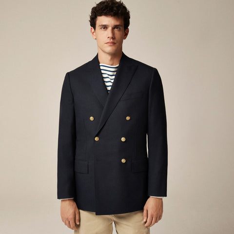 Double-breasted captain's blazer in English wool