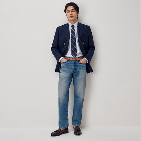 Double-breasted captain's blazer in English wool