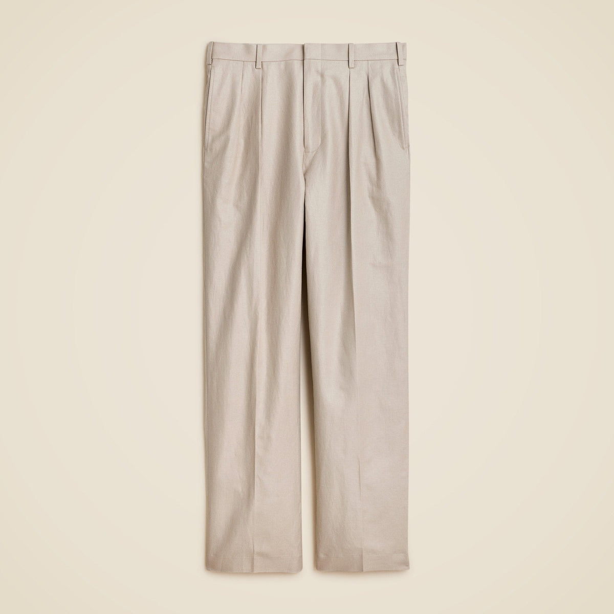 Relaxed-fit double-pleated trouser in linen-cotton blend