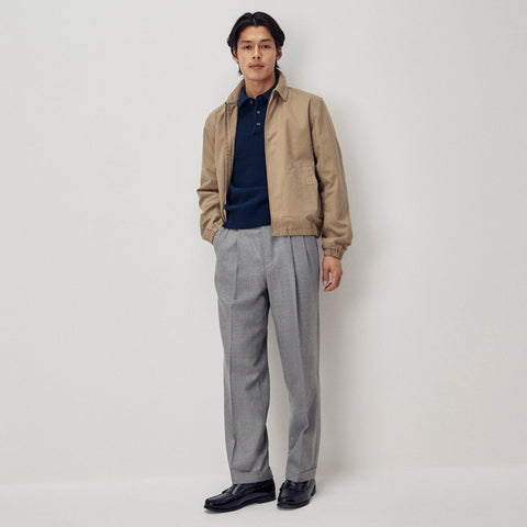 Relaxed-fit double-pleated trouser in Italian tropical wool