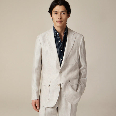 Crosby Classic-fit suit jacket in linen herringbone