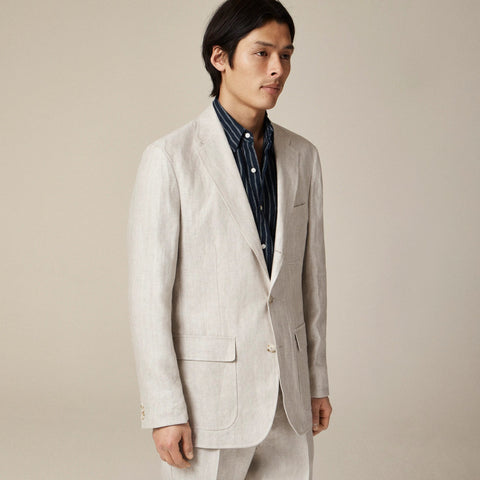 Crosby Classic-fit suit jacket in linen herringbone
