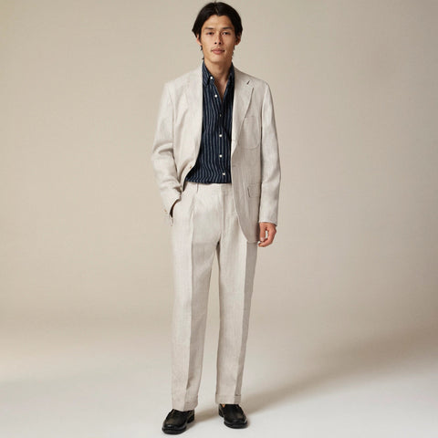 Crosby Classic-fit suit jacket in linen herringbone