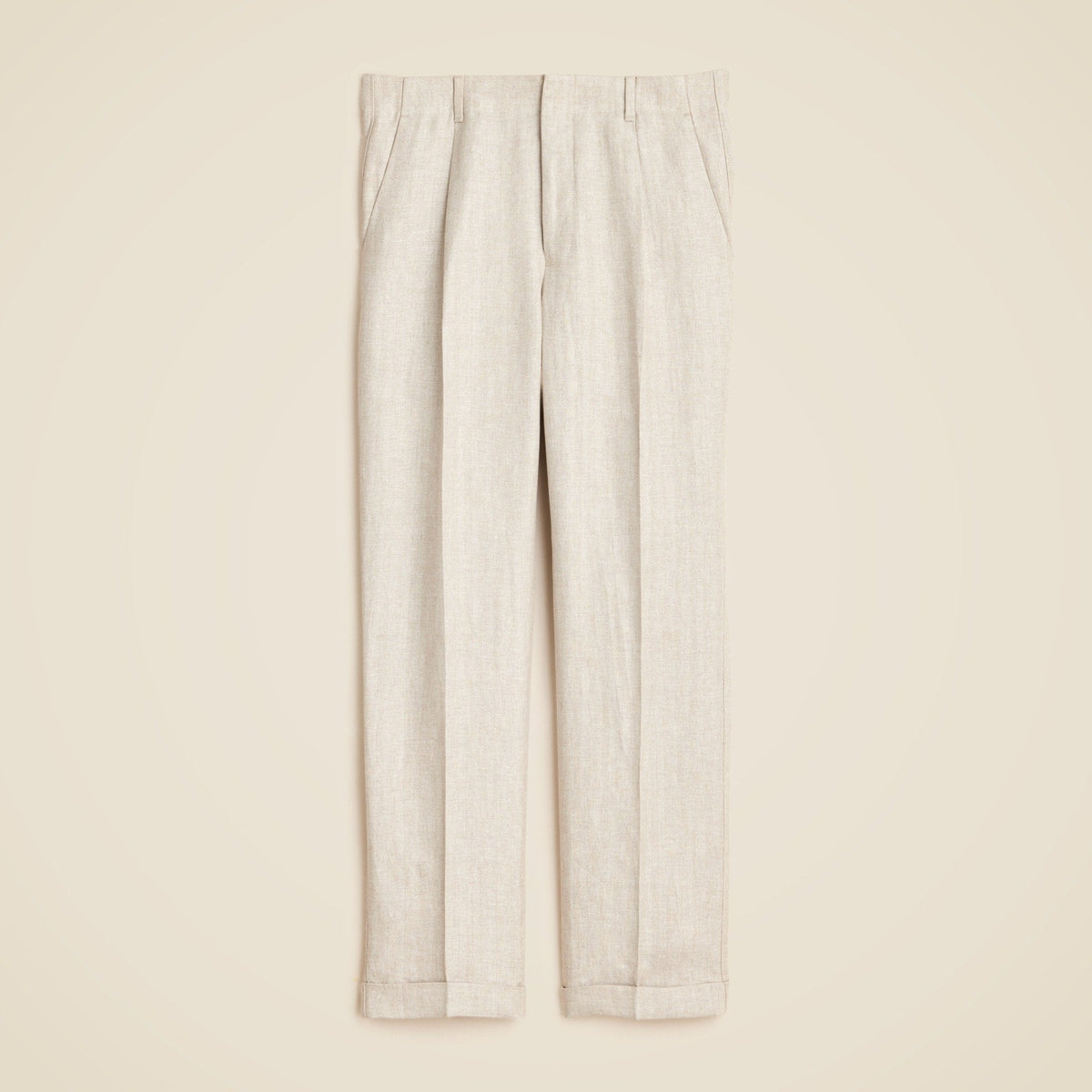 Crosby Classic-fit pleated suit pant in linen herringbone