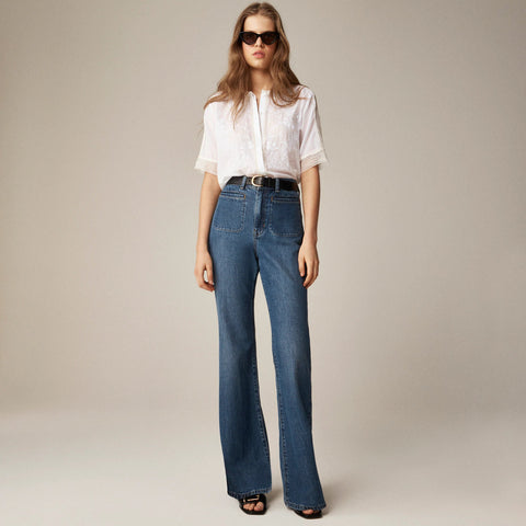 Petite high-rise flare jean