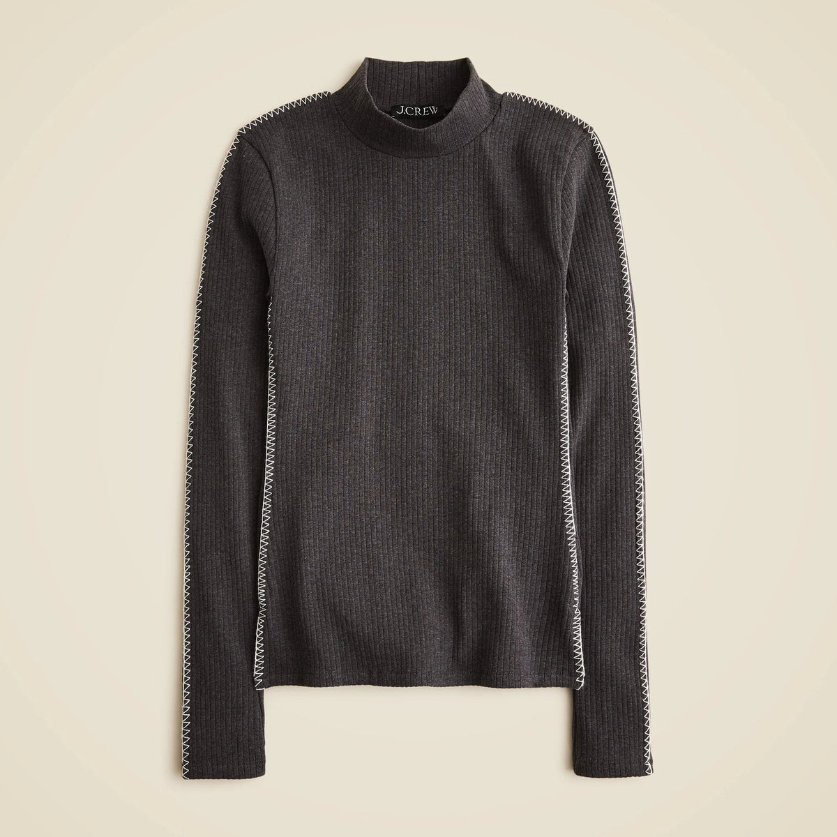 Premium rib turtleneck with whipstitch trim