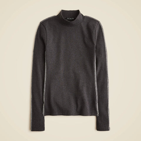 Premium rib turtleneck with whipstitch trim