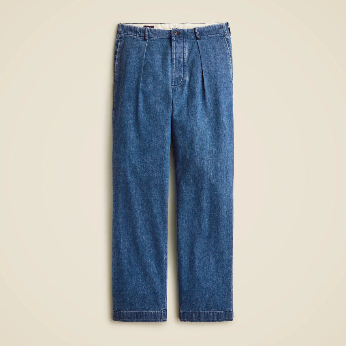Relaxed-fit pleated suit pant in Japanese denim