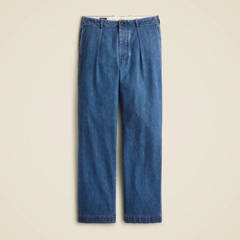 Relaxed-fit pleated suit pant in Japanese denim