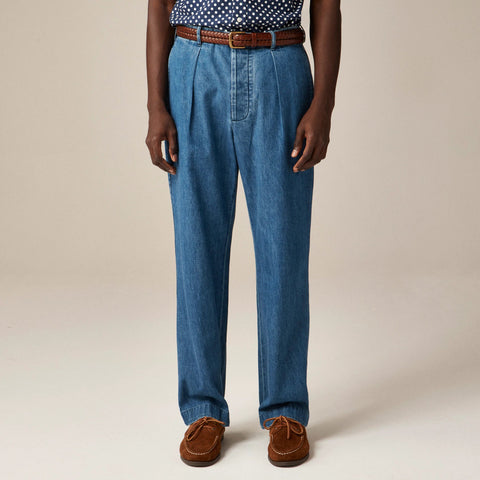 Relaxed-fit pleated suit pant in Japanese denim