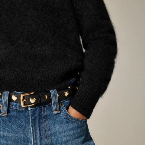 Girls' brushed cashmere crewneck sweater