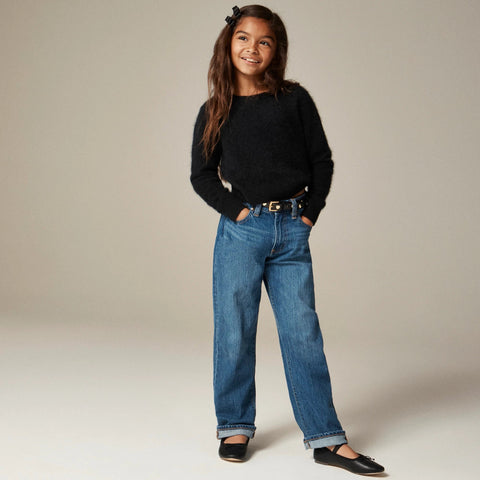 Girls' brushed cashmere crewneck sweater