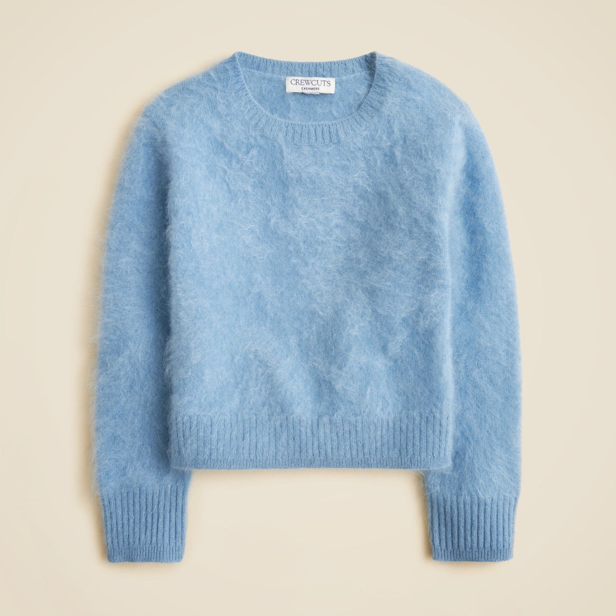 Girls' brushed cashmere crewneck sweater