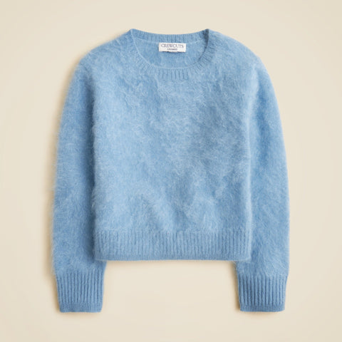 Girls' brushed cashmere crewneck sweater