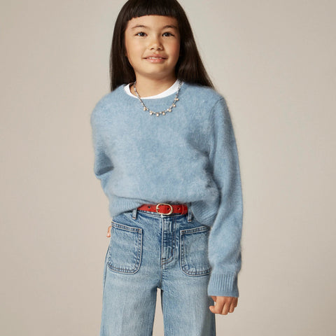 Girls' brushed cashmere crewneck sweater
