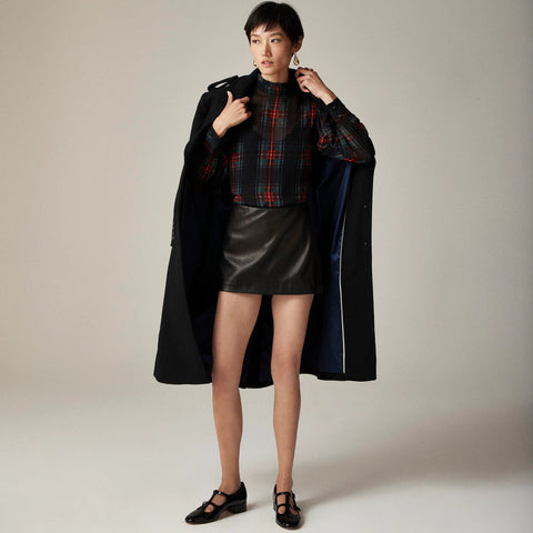 Ruffleneck top in Stewart tartan chiffon