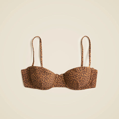 Balconette underwire bikini top in leopard print