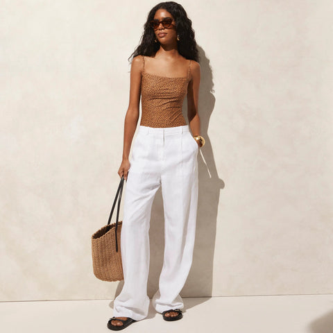 Squareneck one-piece in leopard print