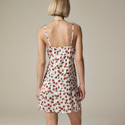Soft shine slip dress in blurry cherry print