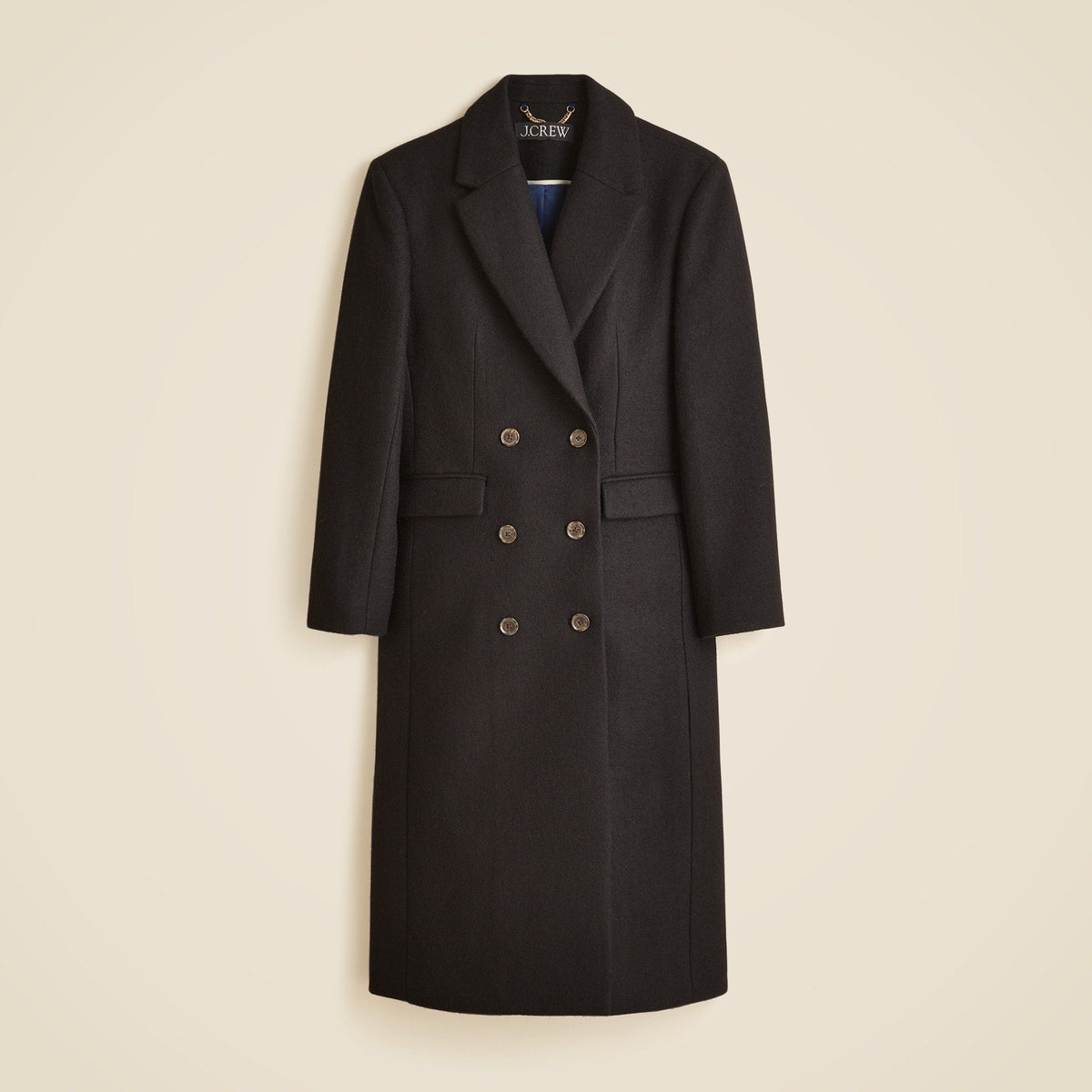 Petite palais double-breasted topcoat in Italian wool-blend melton