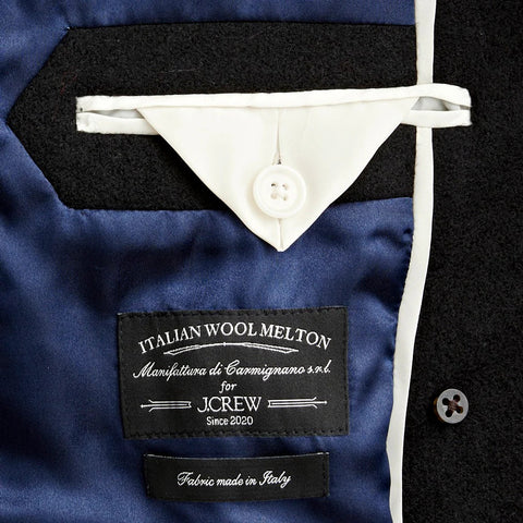 Petite palais double-breasted topcoat in Italian wool-blend melton