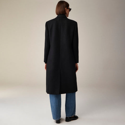 Petite palais double-breasted topcoat in Italian wool-blend melton