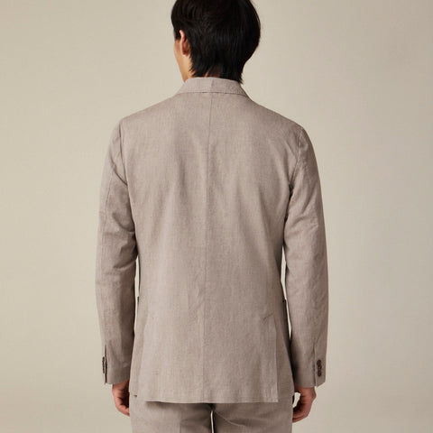 Ludlow Slim-fit double-breasted suit jacket in Irish cotton-linen blend