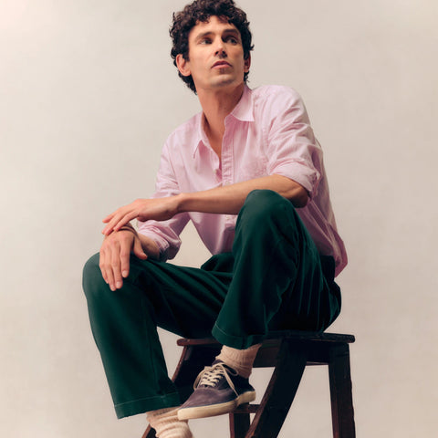 Secret Wash cotton poplin shirt with point collar