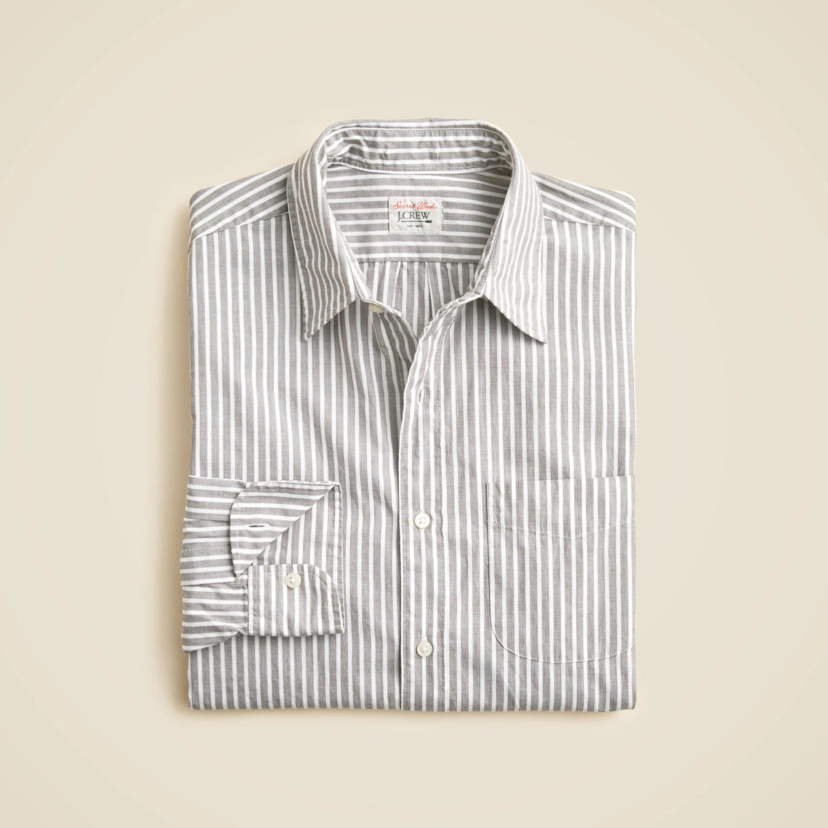Secret Wash cotton poplin shirt with point collar