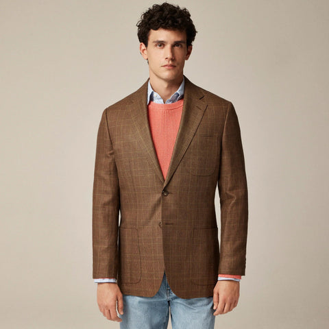 Relaxed-fit blazer in English wool-linen blend