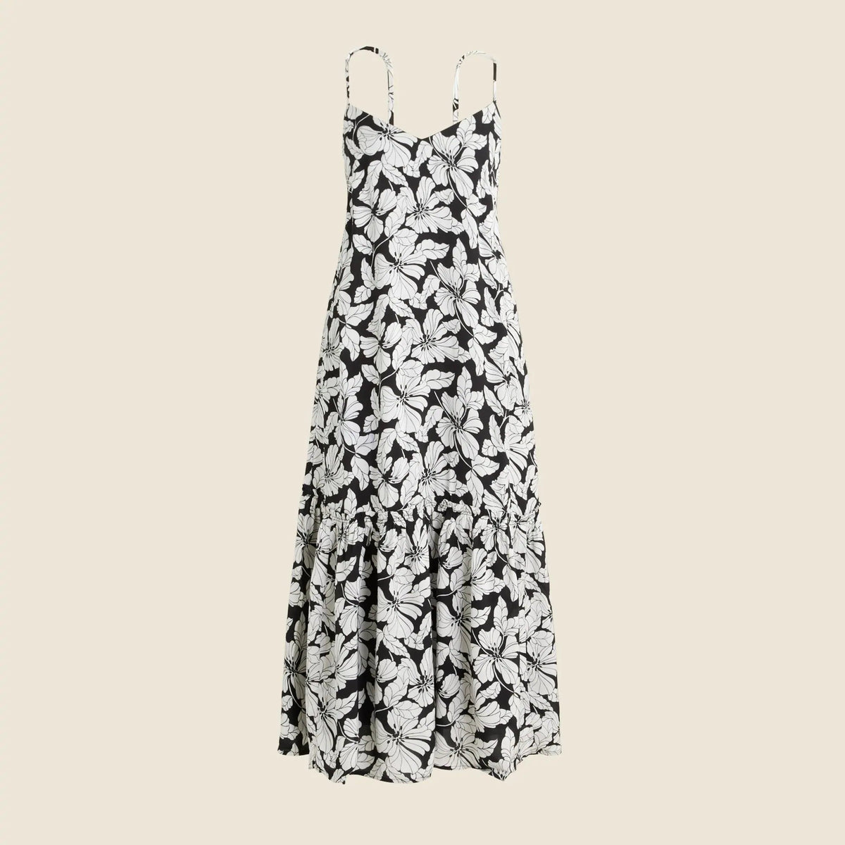 Tiered drapey viscose twill dress in floral