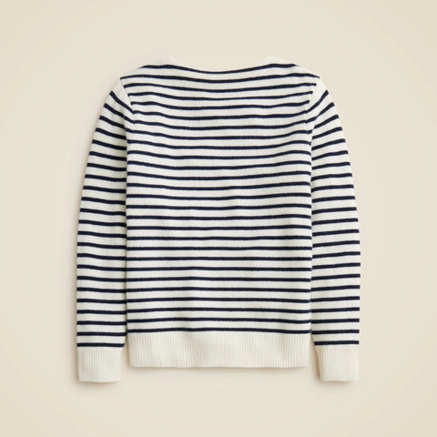 Midweight cashmere boatneck sweater in stripe