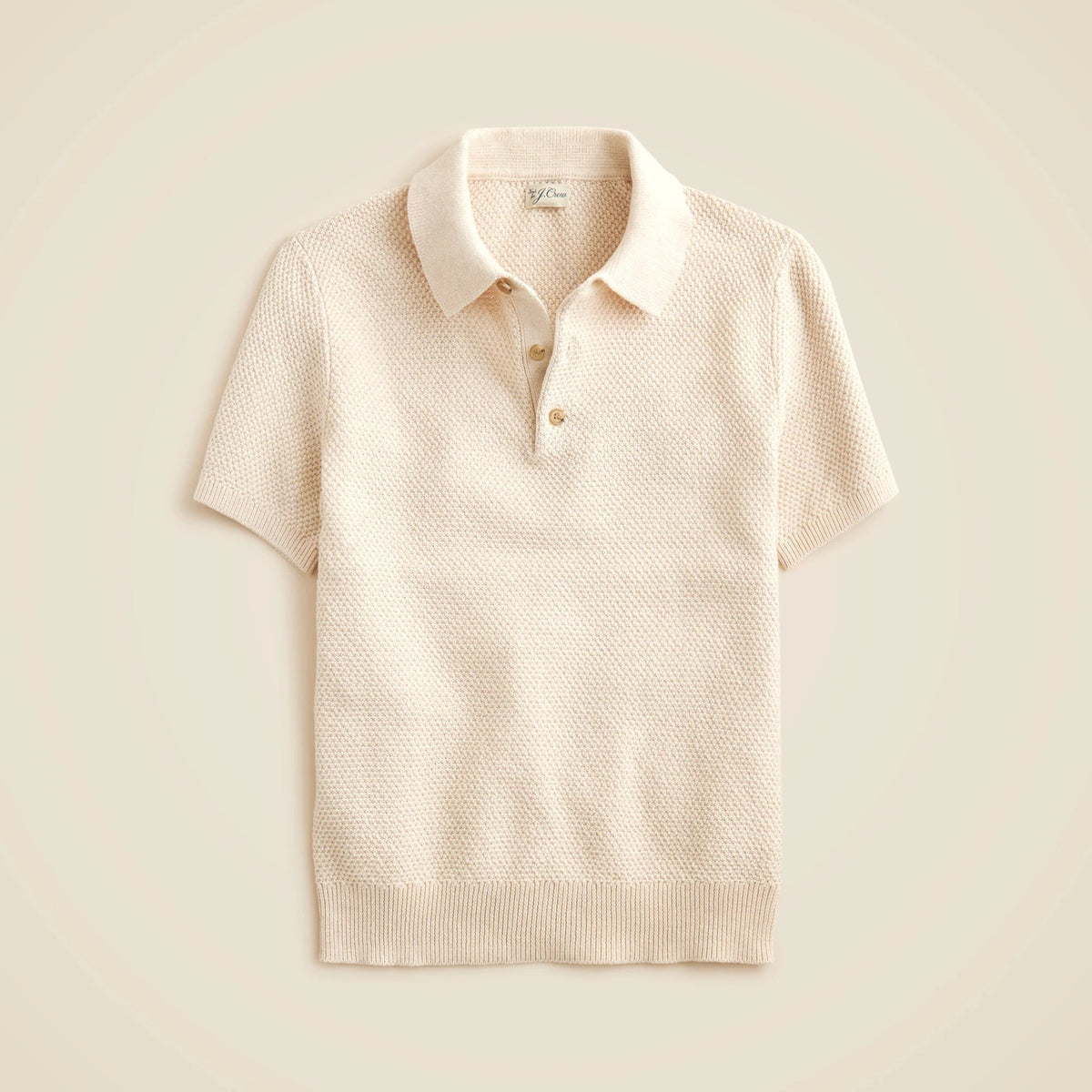 Short-sleeve cotton seed-stitch sweater-polo