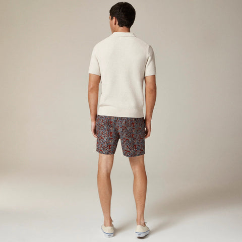 Short-sleeve cotton seed-stitch sweater-polo