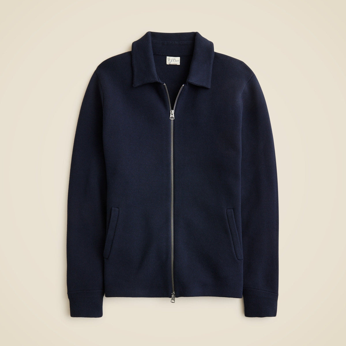 Cotton milano-stitch coach's sweater-jacket