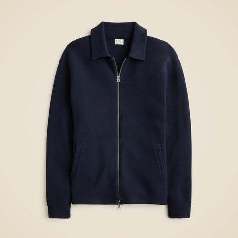 Cotton milano-stitch coach's sweater-jacket