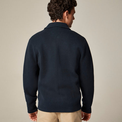 Cotton milano-stitch coach's sweater-jacket