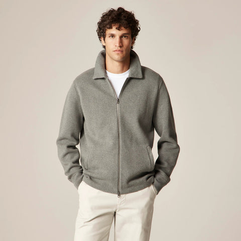 Cotton milano-stitch coach's sweater-jacket