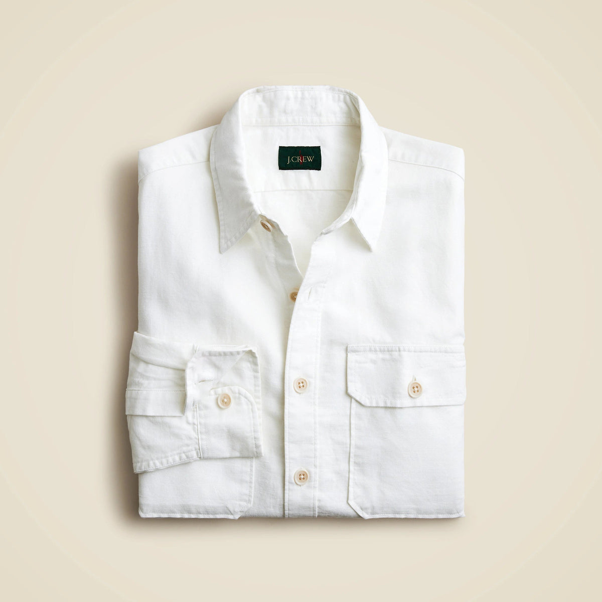 Linen-cotton blend twill workshirt
