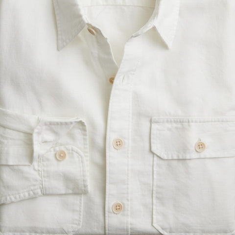 Linen-cotton blend twill workshirt