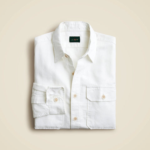 Linen-cotton blend twill workshirt