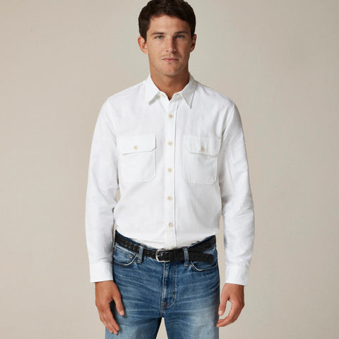 Linen-cotton blend twill workshirt