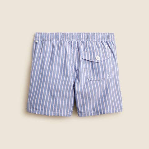 6" swim trunk in cotton-nylon blend oxford