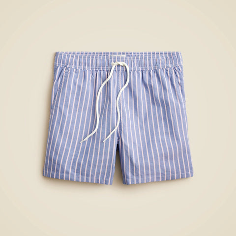 6" swim trunk in cotton-nylon blend oxford