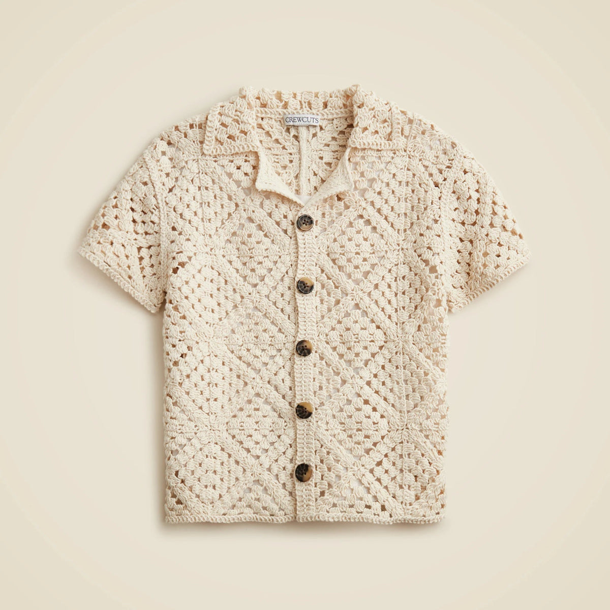 Kids' short-sleeve crochet camp shirt