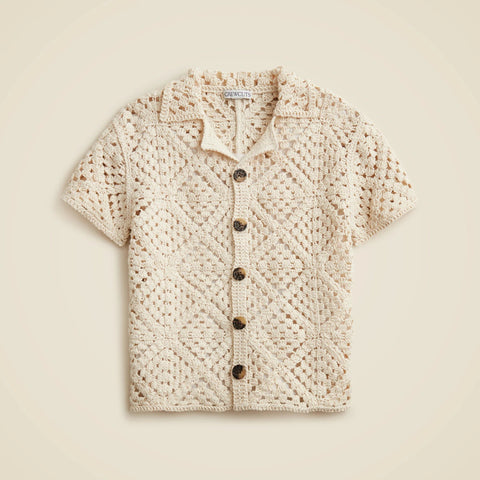 Kids' short-sleeve crochet camp shirt