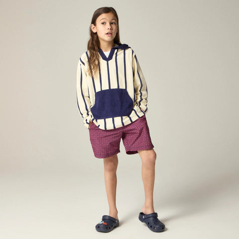 Kids' hooded pullover in towel terry