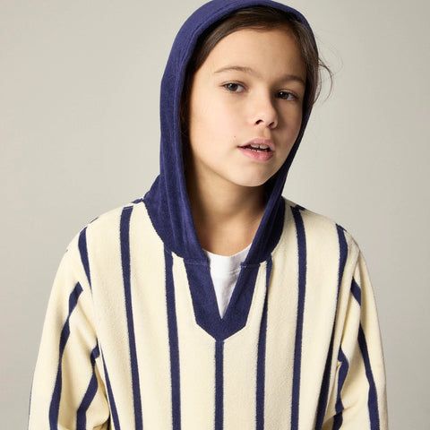Kids' hooded pullover in towel terry
