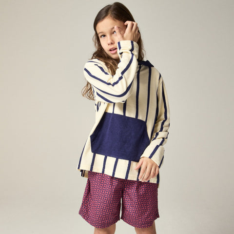 Kids' hooded pullover in towel terry